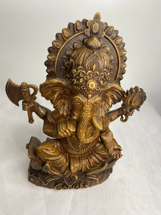 Ganesha Figure – Wooden Hindu God Statue – Symbol of Wisdom, Prosperity & New Beginnings