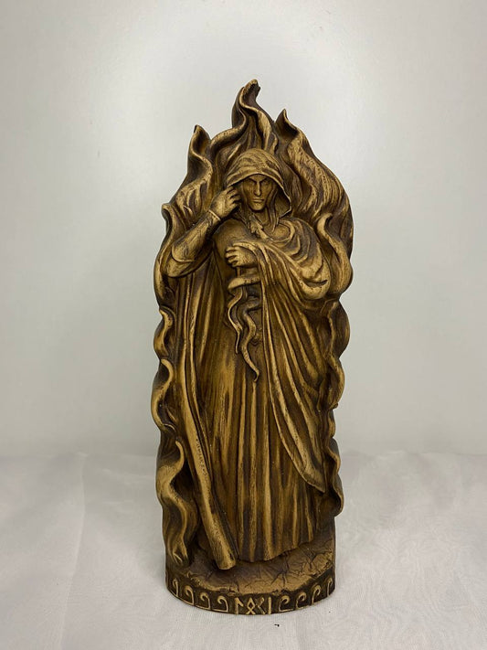 Loki Figure – Wooden Norse God Statue – Symbol of Mischief, Fire & Transformation