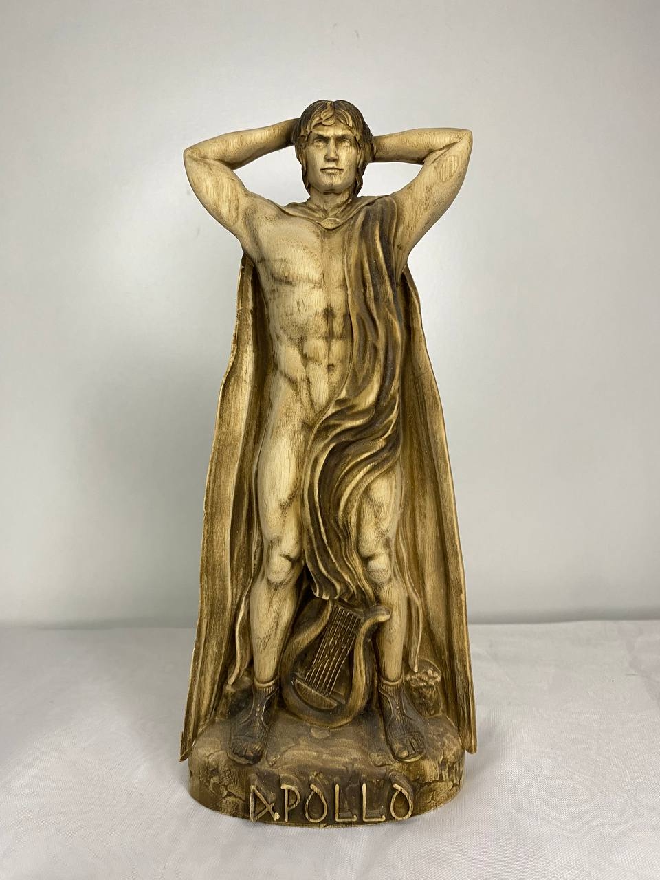 Apollo Figure – Wooden Greek God Statue – Symbol of Music, Light & Prophecy in Ash Wood
