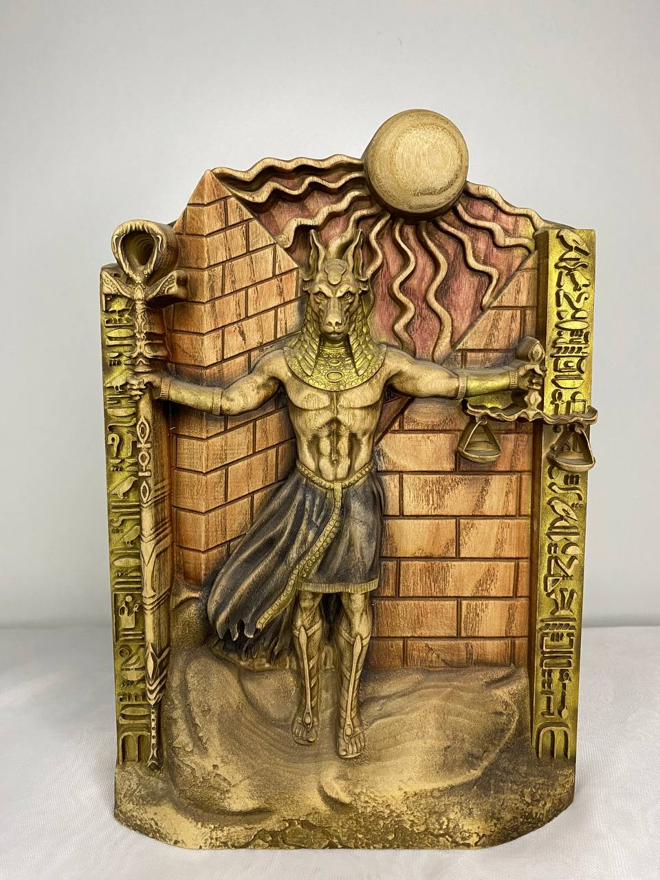 Anubis Figure – Wooden Egyptian God Statue – Symbol of Afterlife, Justice & Sacred Protection