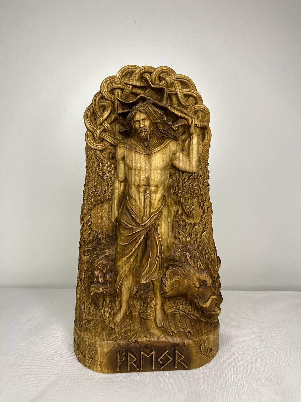 Freyr Figure – Wooden Norse God Statue – Symbol of Fertility, Peace & Prosperity