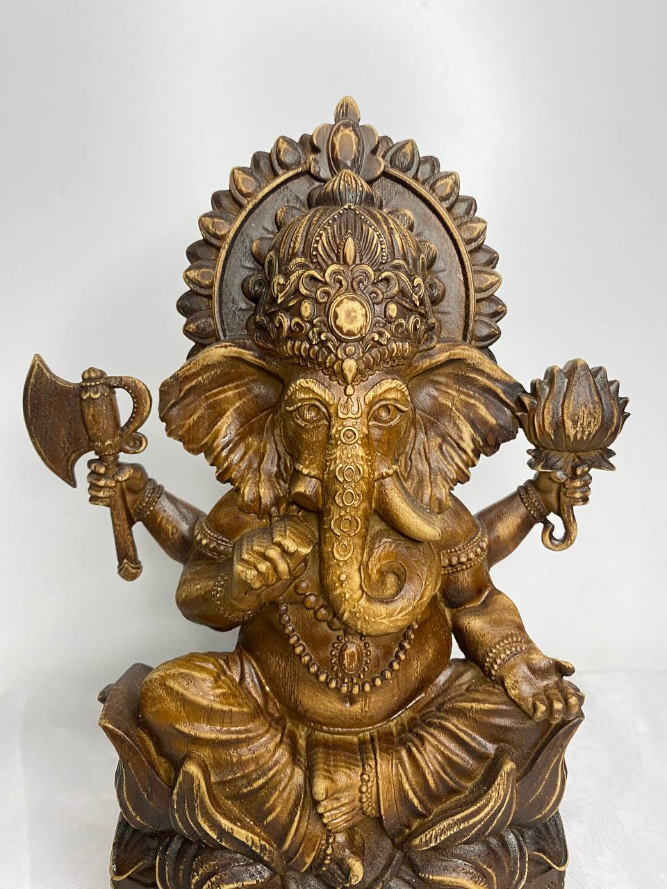 Ganesha Figure – Wooden Hindu God Statue – Symbol of Wisdom, Prosperity & New Beginnings