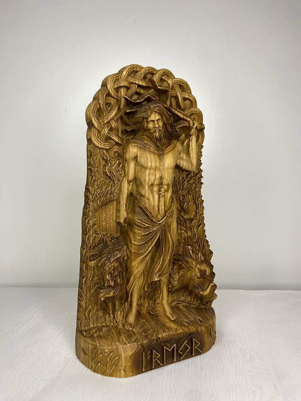 Freyr Figure – Wooden Norse God Statue – Symbol of Fertility, Peace & Prosperity