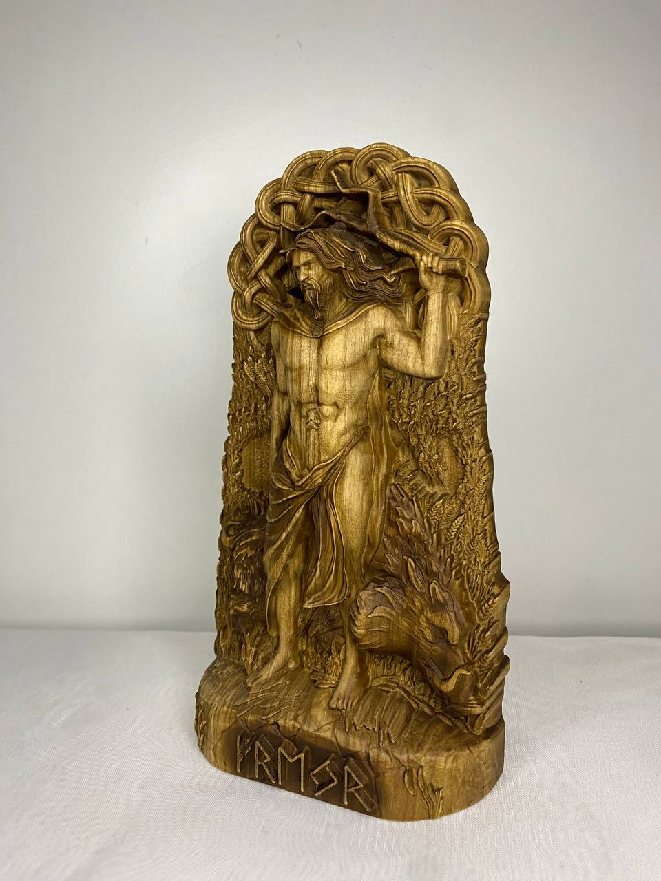 Freyr Figure – Wooden Norse God Statue – Symbol of Fertility, Peace & Prosperity