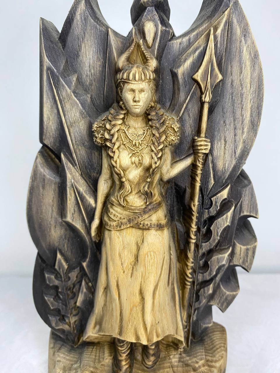 Freya Figure – Wooden Norse Goddess Statue – Symbol of Love, Magic & Warrior Grace