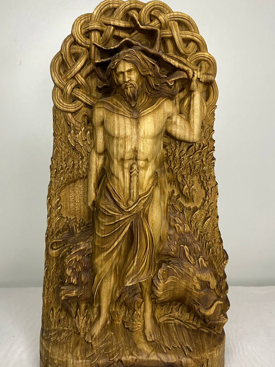 Freyr Figure – Wooden Norse God Statue – Symbol of Fertility, Peace & Prosperity