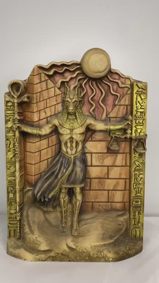 Anubis Figure – Wooden Egyptian God Statue – Symbol of Afterlife, Justice & Sacred Protection
