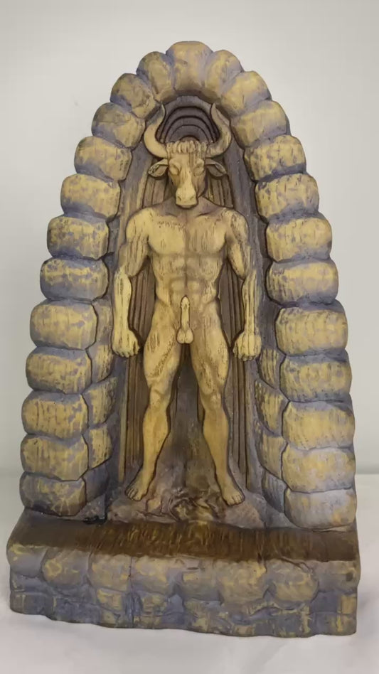 Minotaur Figure – Wooden Mythical Beast Statue – Symbol of Power, Maze & Primal Fury in Ash Wood