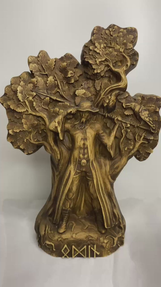Odin Figure – Wooden Norse God Statue – Symbol of Wisdom, War & Magic in Ash Wood