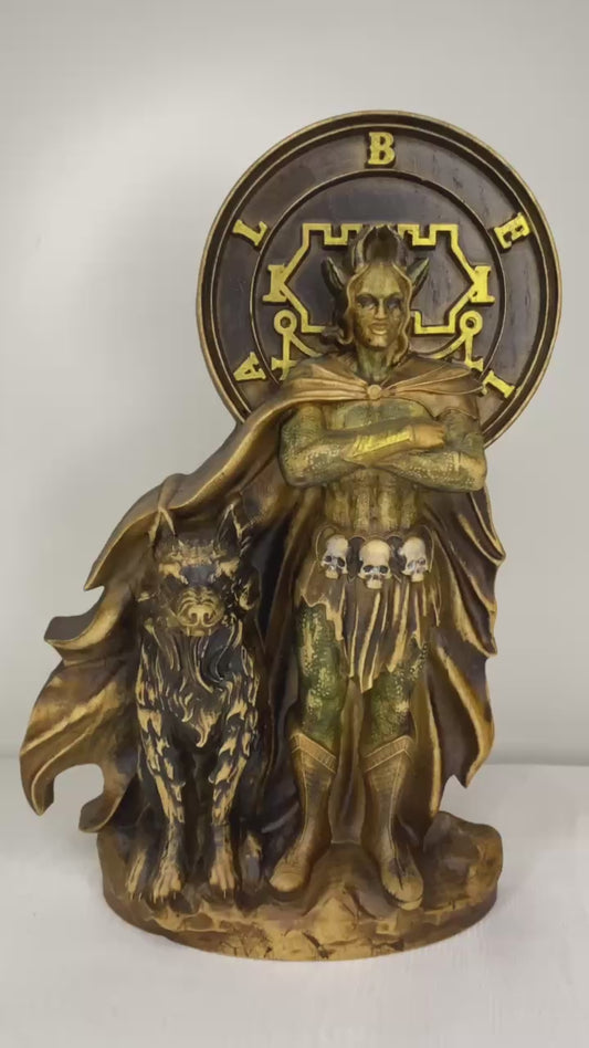 Belial Figure – Wooden Occult Statue – Symbol of Rebellion, Chaos & Forbidden Power